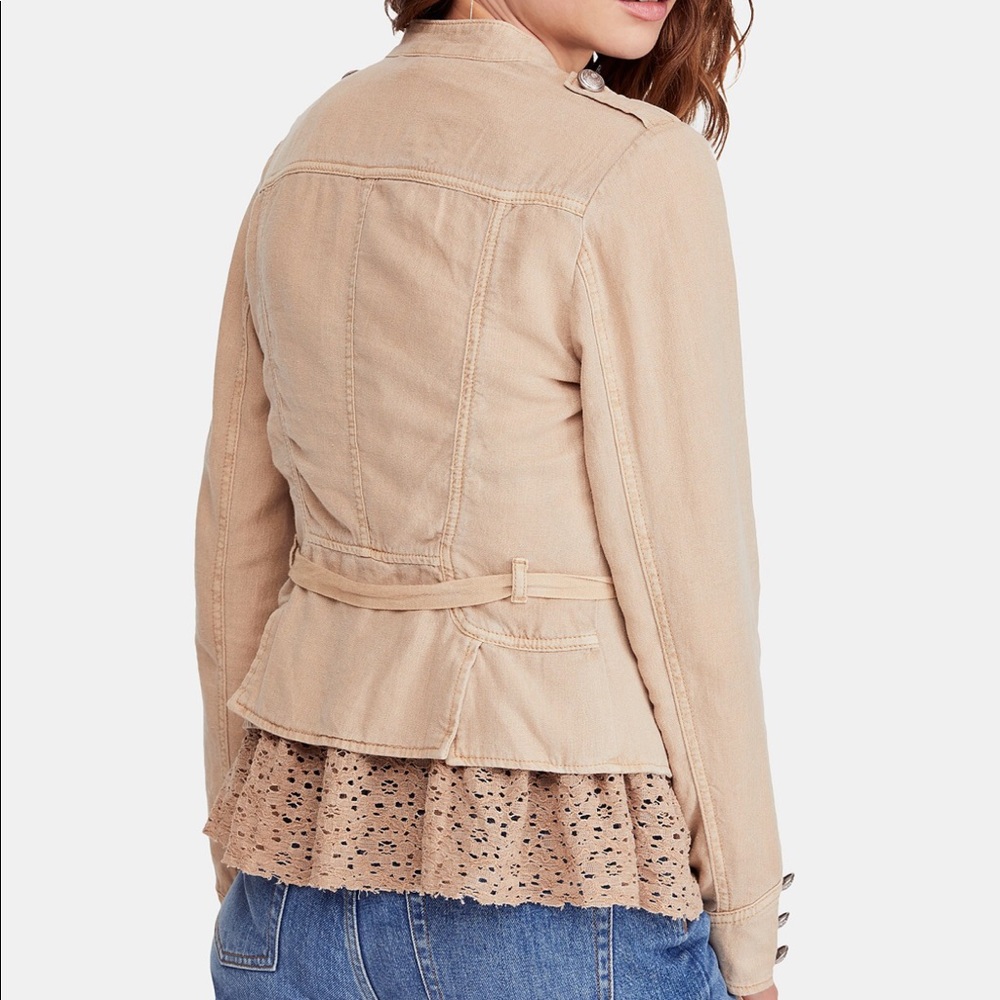 FREE PEOPLE Emelie Lace Trim Tie Waist Jacket - Picture 6 of 6